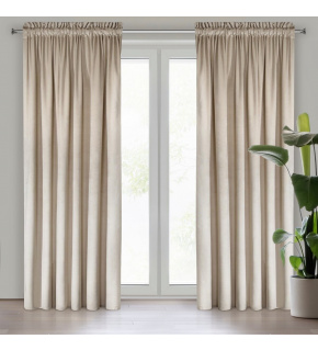 Decorative velvet curtain with pleating tape SV. BEIGE 140x270 cm