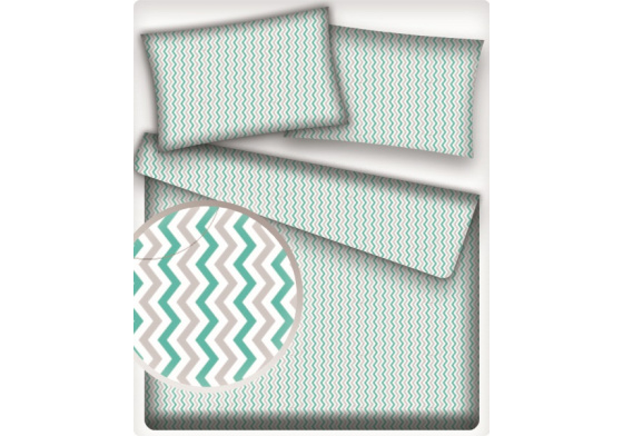 Dekorační dětské bavlněné látky metráž Cikcak barva mentolová a šedá