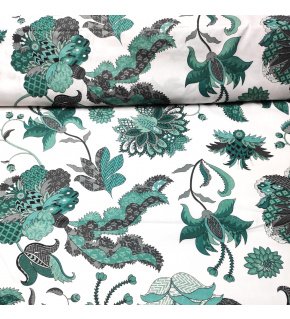 Cotton fabric 100% cotton, 125 g/m², width 160 cm, white-green pattern Cotton fabric 100% cotton, 125 g/m², width 160 cm, white-green pattern