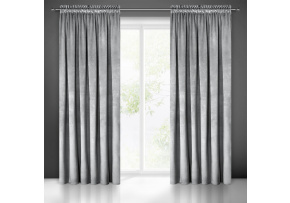 Decorative velvet curtain with pleating tape GREY 140x270 cm Decorative velvet curtain with pleating tape GREY 140x270 cm