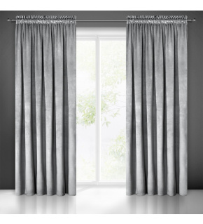 Decorative velvet curtain with pleating tape GREY 140x270 cm