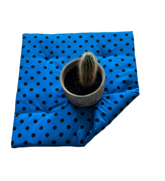 Seat cushion-40x40x2cm-Black-dot-on-Blue