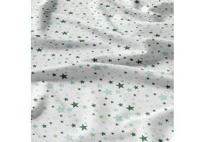 Children's Cotton Fabric Stars Green on White