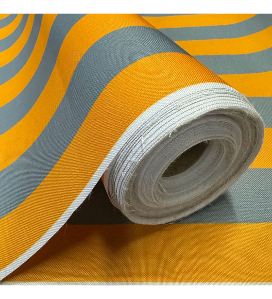 Outdoor fabric Pergola (Oxford), 200 g/m², width 160 cm, gray-yellow stripes 5 cm