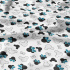 Cotton fabric, by the meter. Blue Rosettes on White