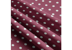 Children's cotton fabrics, by the meter. Dot 22 mm, White on Amaranth