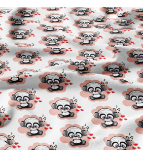 Cotton fabric, by the meter. Panda on Pink