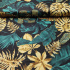 Cotton fabric 100% cotton, 125 g/m², width 160 cm, palm leaves on black