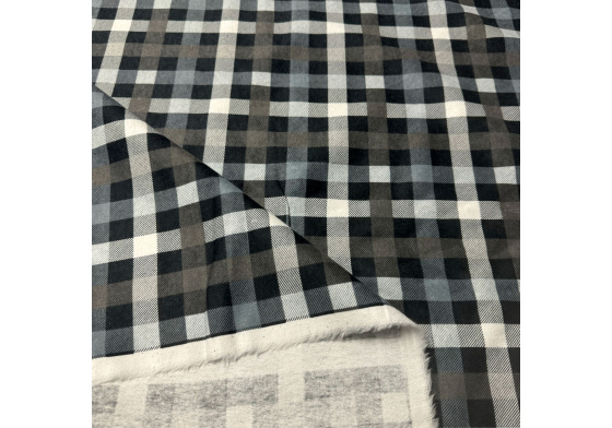 Bavlněná flanelová látka vzor kostka šedá 2x2 cm