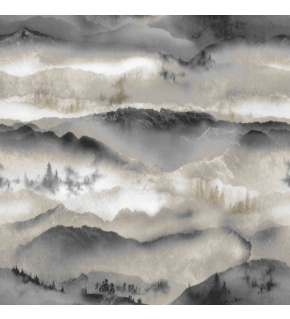 Velvet upholstery fabrics with print, Mountains and mist