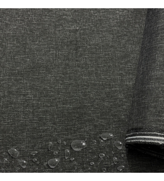 Nepromokavá látka Imitace lnu-01, Černá Kostka