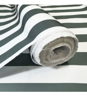 Outdoor fabric Pergola (Oxford), 200 g/m², width 160 cm, white and graphite stripes 5 cm