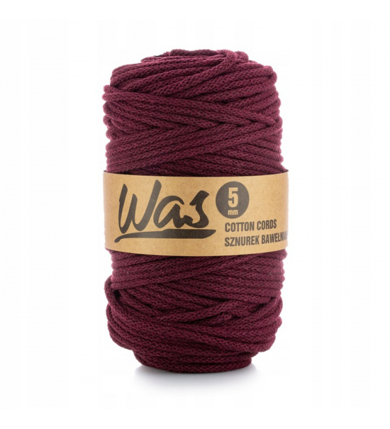 Cotton cord 5mm, 100m, color burgundy 180