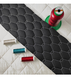30 Faux leather GEO black color quilted with white threads 1.45 m x 0.5 m 30 Faux leather GEO black color quilted with white threads 1.45 m x 0.5 m