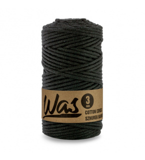 Cotton cord 3mm, 100m, BLACK