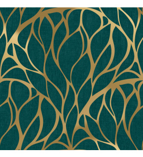 Velvet upholstery fabrics with print. Golden Curves on Dark.Turquoise