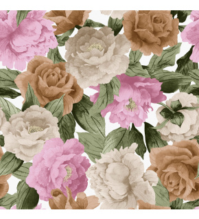 Velvet upholstery fabrics with print, Roses on White