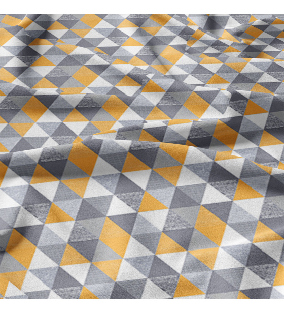 Cotton fabric 100% cotton, 125 g/m², width 160 cm, yellow triangles 9 cm