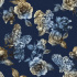 Velvet upholstery fabrics with print, Flowers on Blue