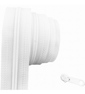 White spiral zipper 5 mm by the meter