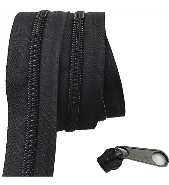 Zip spirálový černý 8 mm metráž