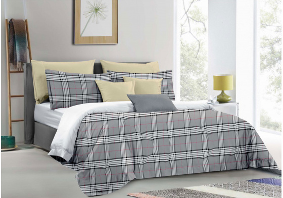 Flannel bedding with zipper, color Gray, 140x200 cm