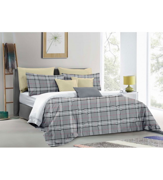 Flannel bedding with zipper, color Gray, 140x200 cm