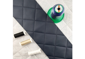 Ultrasonically quilted eco-leather, garnet color, by the meter