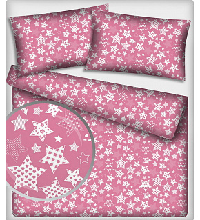 Children's cotton fabric 100% cotton, 125 g/m², width 160 cm, white gingerbread on amaranth