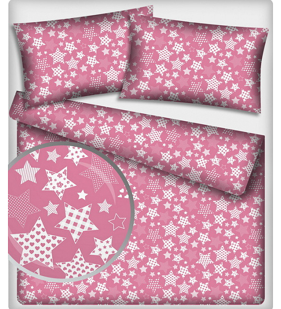 Children's cotton fabric 100% cotton, 125 g/m², width 160 cm, white gingerbread on amaranth