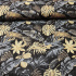 Cotton fabric 100% cotton, 125 g/m², width 160 cm, grey and yellow leaves on black