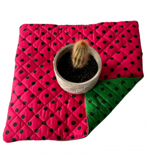 Seat cushion 40x40x2cm Dot Black on Red and Green