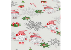 Christmas cotton fabric, by the meter, width 160 cm, Red and Green Elves on Gray, Gray snowflakes Christmas cotton fabric, by the meter, width 160 cm, Red and Green Elves on Gray, Gray snowflakes