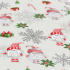 Christmas cotton fabric, by the meter, width 160 cm, Red and Green Elves on Gray, Gray snowflakes