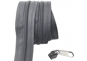 Zipper spiral graphite 5 mm by the meter