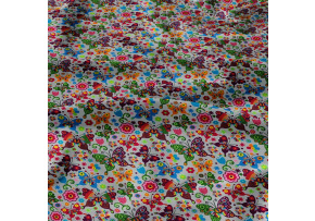 Cotton fabric, by the meter. Butterflies Summer on the Gray