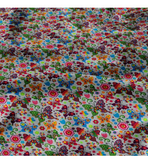 Cotton fabric, by the meter. Butterflies Summer on the Gray