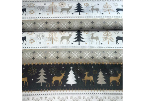 Christmas cotton fabric, by the meter, width 160 cm, Scandinavian motif Beige