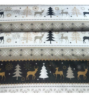 Christmas cotton fabric, by the meter, width 160 cm, Scandinavian motif Beige