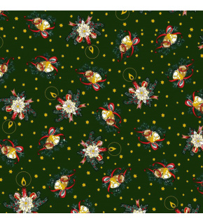 Christmas cotton fabric, by the meter, width 160 cm, Christmas motif on Green Christmas cotton fabric, by the meter, width 160 cm, Christmas motif on Green