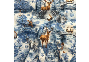 Christmas cotton fabric, by the meter, width 160 cm, pattern Nature Blue on White Christmas cotton fabric, by the meter, width 160 cm, pattern Nature Blue on White