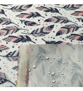 Waterproof fabric Kodura PVC coating 600D, 360 g/m², width 150 cm, feathers on light mint