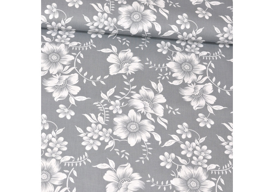 Dekorační dětská bavlněná látka vzor Rikardo na šedém