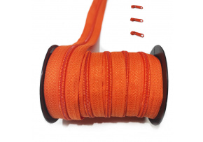 Orange spiral zipper 5 mm by the meter