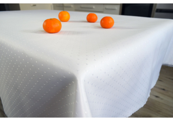 Water-repellent tablecloth Pois, 110x160 cm color White, stain-resistant
