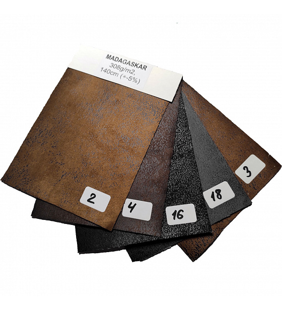 Madagascar eco-leather fabric sample book, solid color, 15x20 cm
