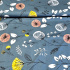 Cotton Fabric Flowers on Blue, 160 cm Width