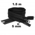 Spiral Zipper Detachable Black 5 mm Length 150 cm