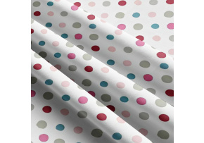 Children's cotton fabrics, by the meter. Dot 18 mm, Multi on White
