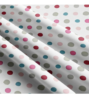 Children's cotton fabrics, by the meter. Dot 18 mm, Multi on White